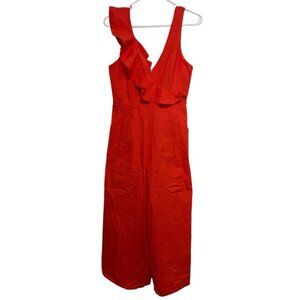Saints Secrets Jumpsuit Womens Small Orange Wide Leg Pockets Lagenlook Resort